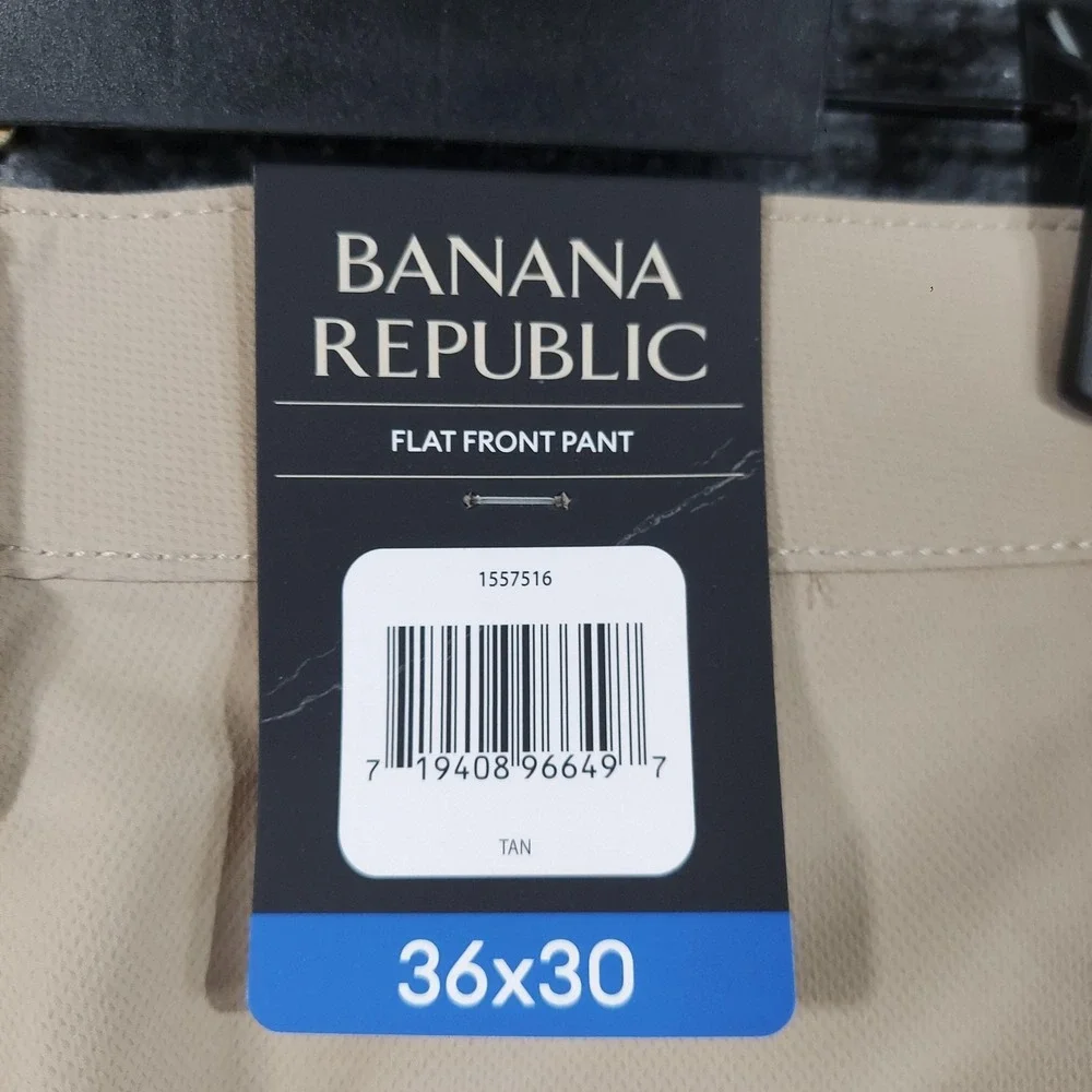 NEW Banana Republic Pants Mens 36x30 Beige Dress Flat Front Slim Microfiber